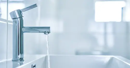 Running water on faucet